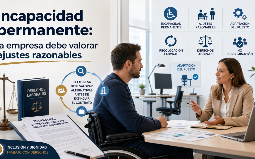 Incapacidad permanente y extinción del contrato: la empresa ya no puede despedir automáticamente sin valorar ajustes razonables